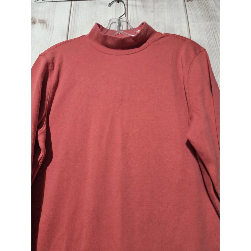 Lands' End Shirt Kids Large 14-16 Pink Mock Neck‎ Long Sleeve Cotton Tee Top